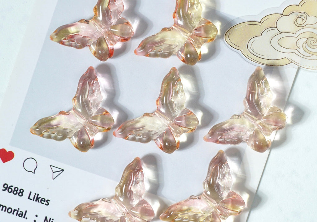 Glazed Engraved 3D Butterfly Beads (Vertical Hole)