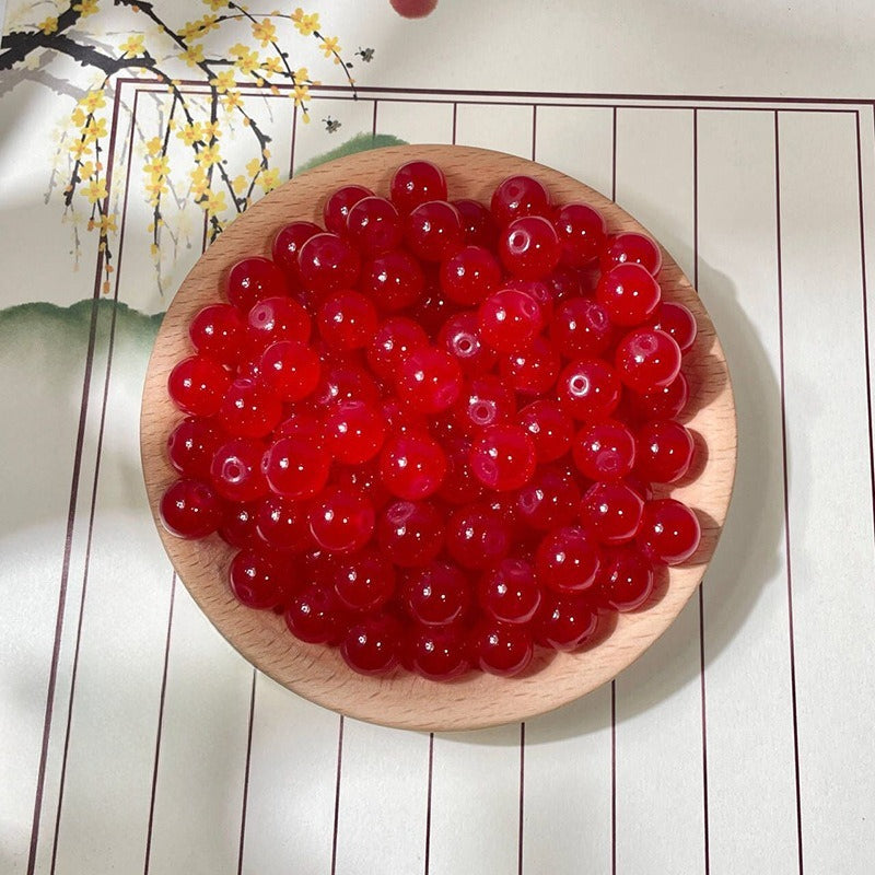 Jade-Style Glass Round Beads