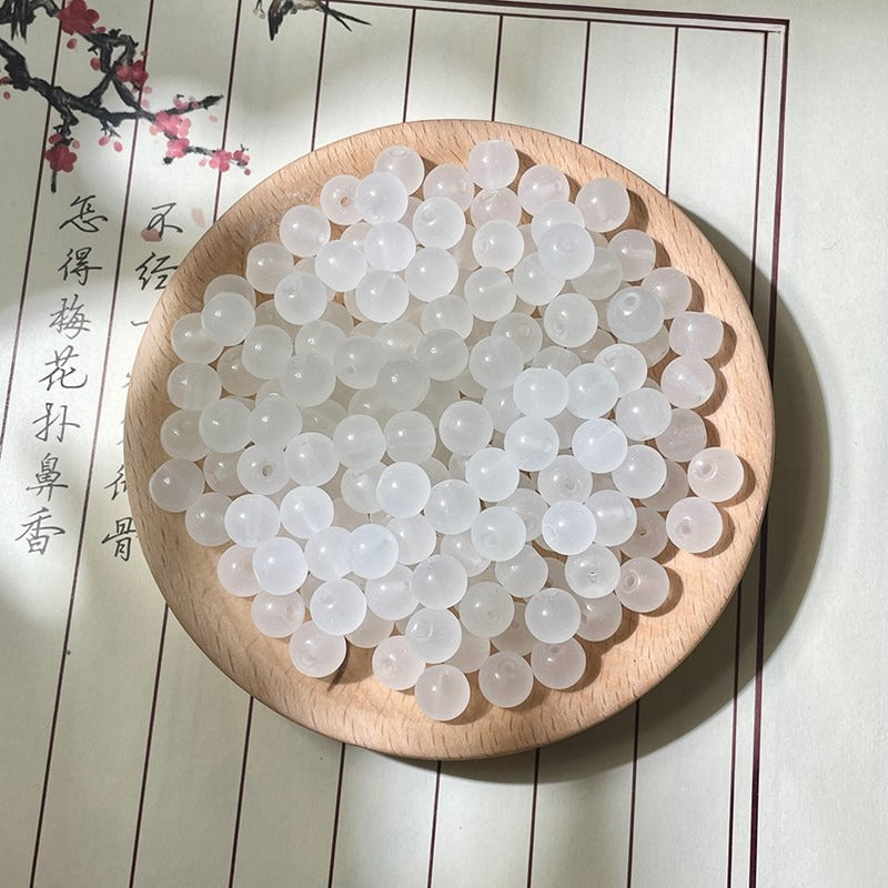 Natural Jade-Style Glass Round Beads