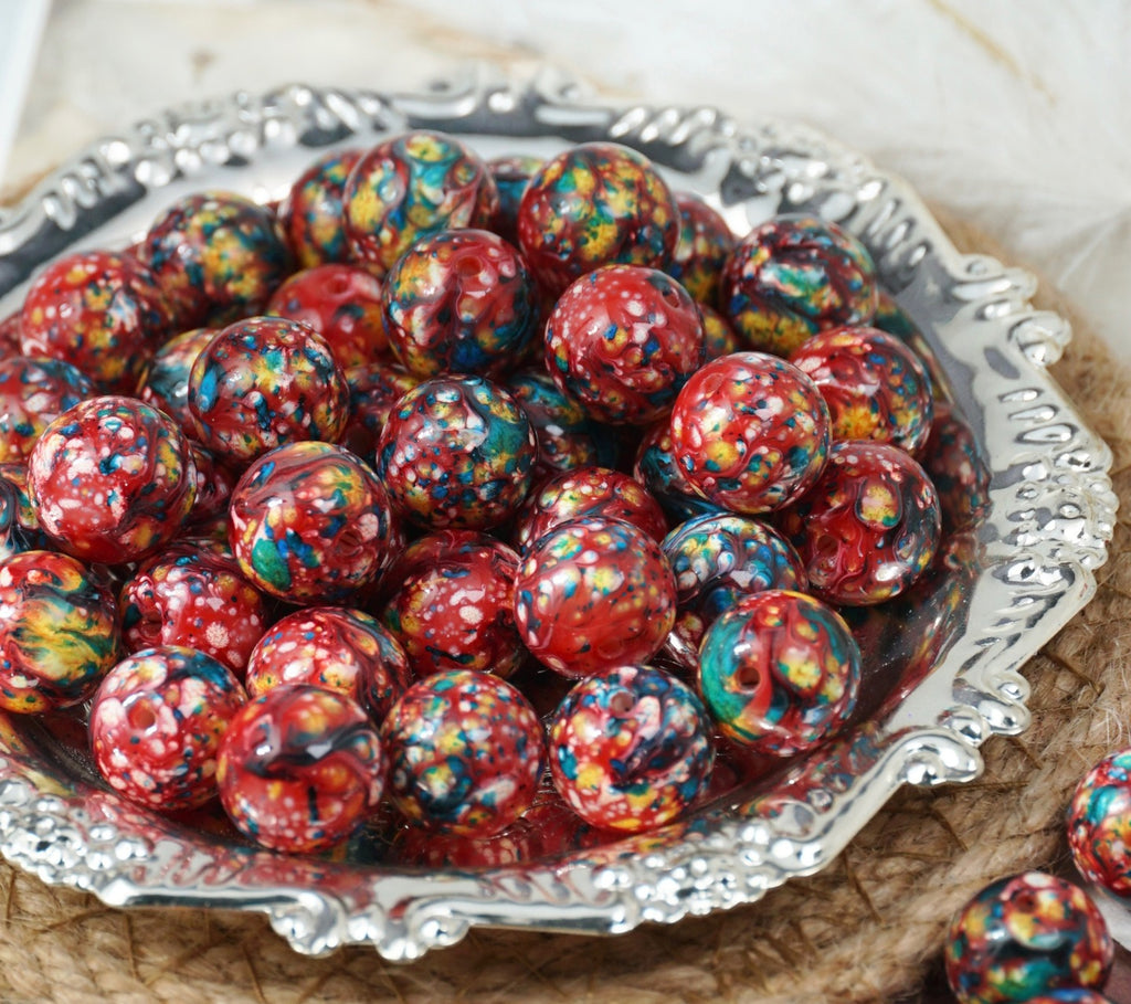 Oil-Painted Glazed Porcelain Round Beads