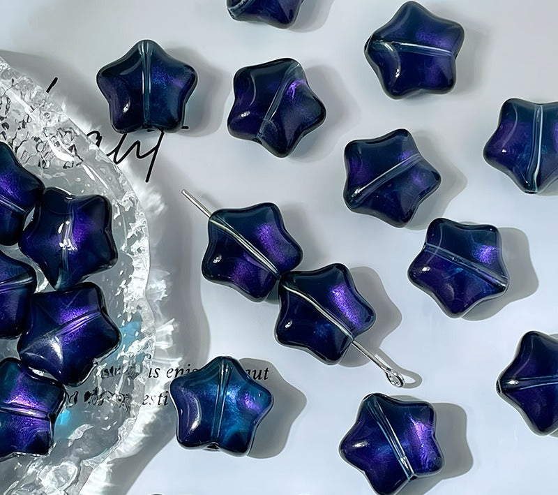Puffy Star Glass Beads with Horizontal Holes