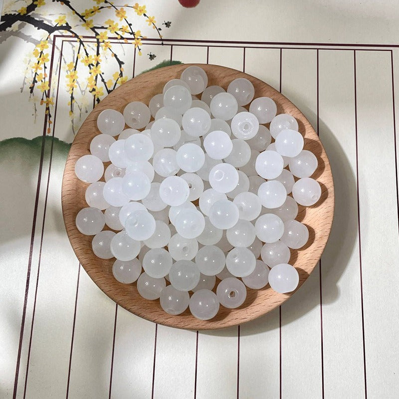 Jade-Style Glass Round Beads