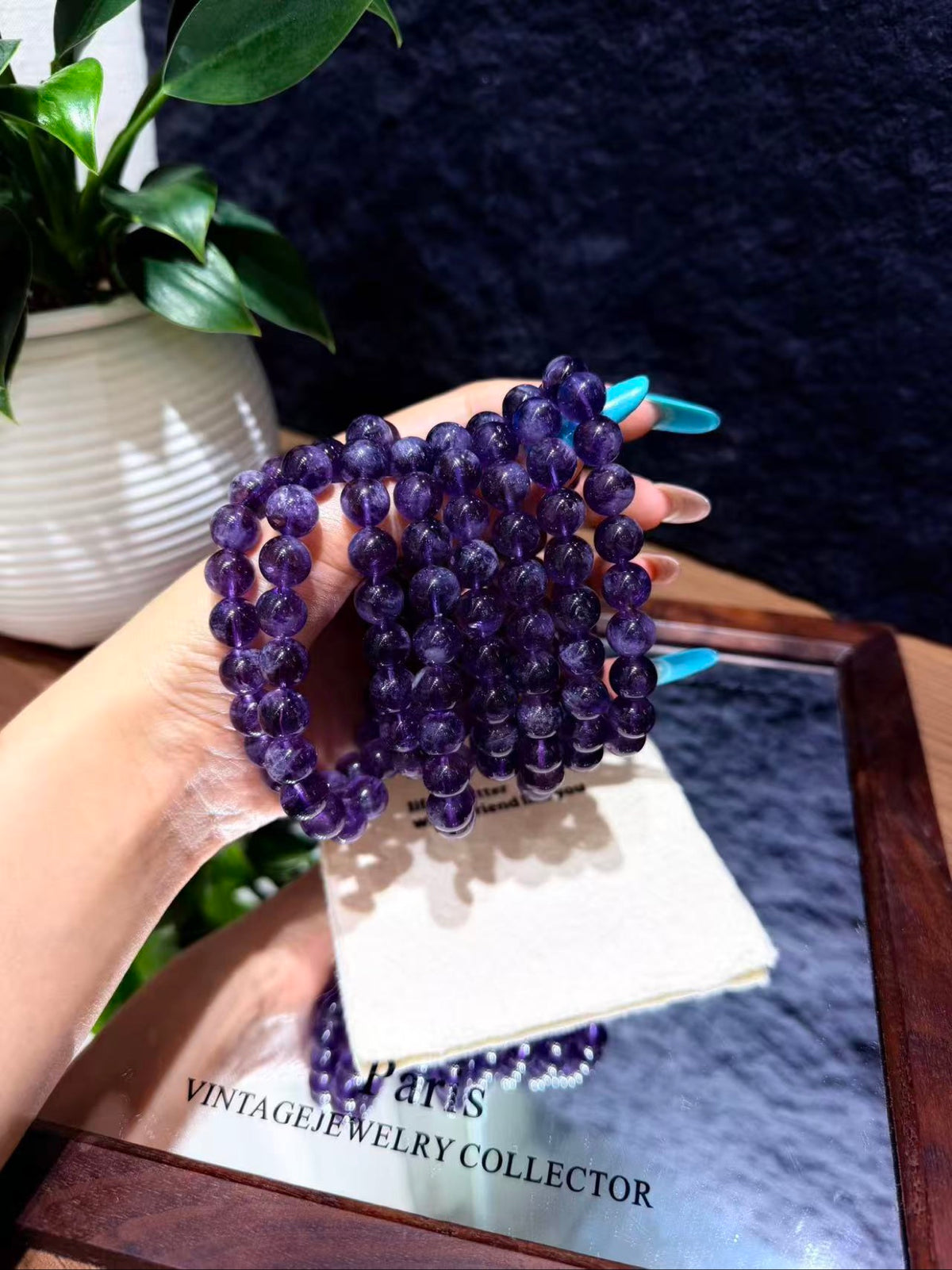 Violet Velvet Rabbit Hair Quartz Bracelet