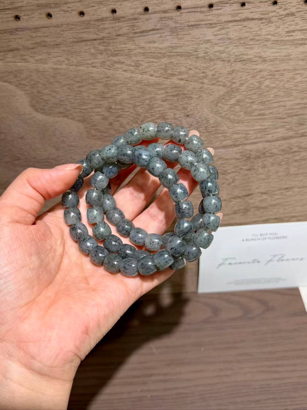 Ink Flower Jade Bracelet