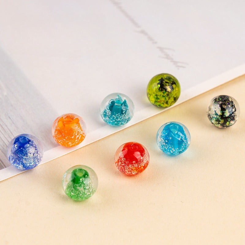 Color-Powder Glass Round Beads