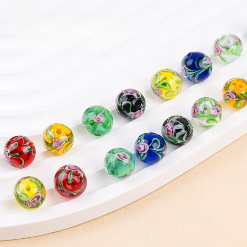 Handmade Wheat-Ear Flower Glass Beads