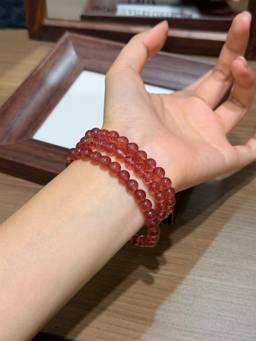 Strawberry Quartz Triple-Wrap Bracelet – 6mm+
