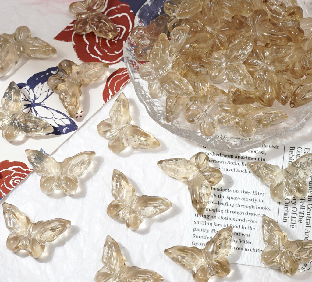 Glazed Engraved 3D Butterfly Beads (Vertical Hole)