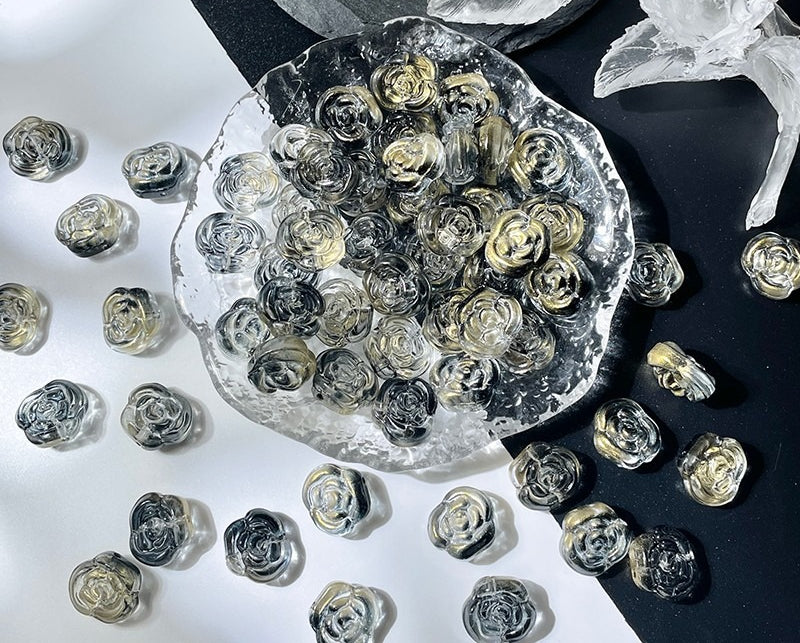 Glass Rose Beads with Horizontal Holes