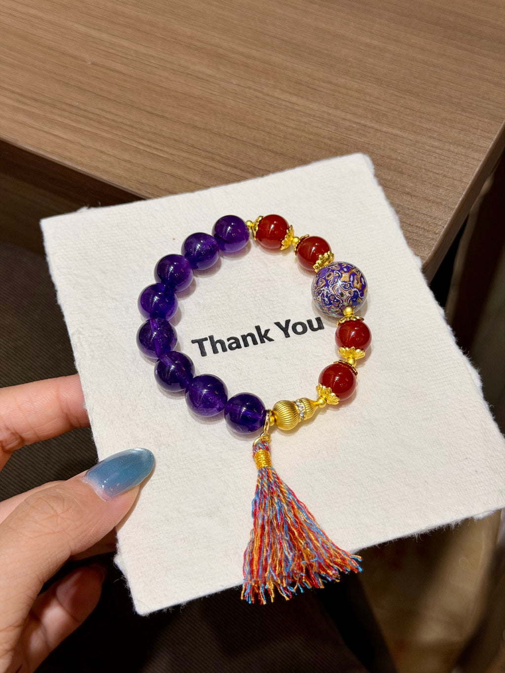 Amethyst & Red Agate Bracelet full strand