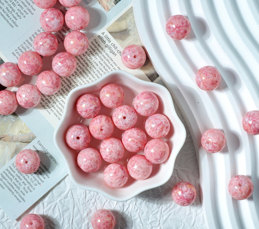 Porcelain-Style Oil Painting Glass Round Beads