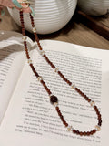 Garnet & Shell Beaded Necklace with Toggle Clasp