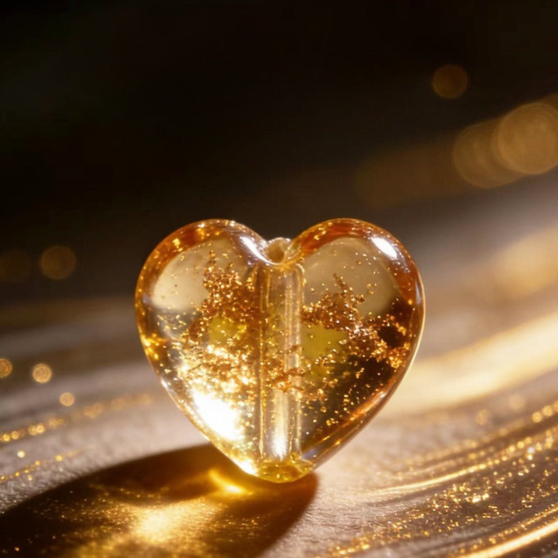 Gold Sand Heart Glazed Beads
