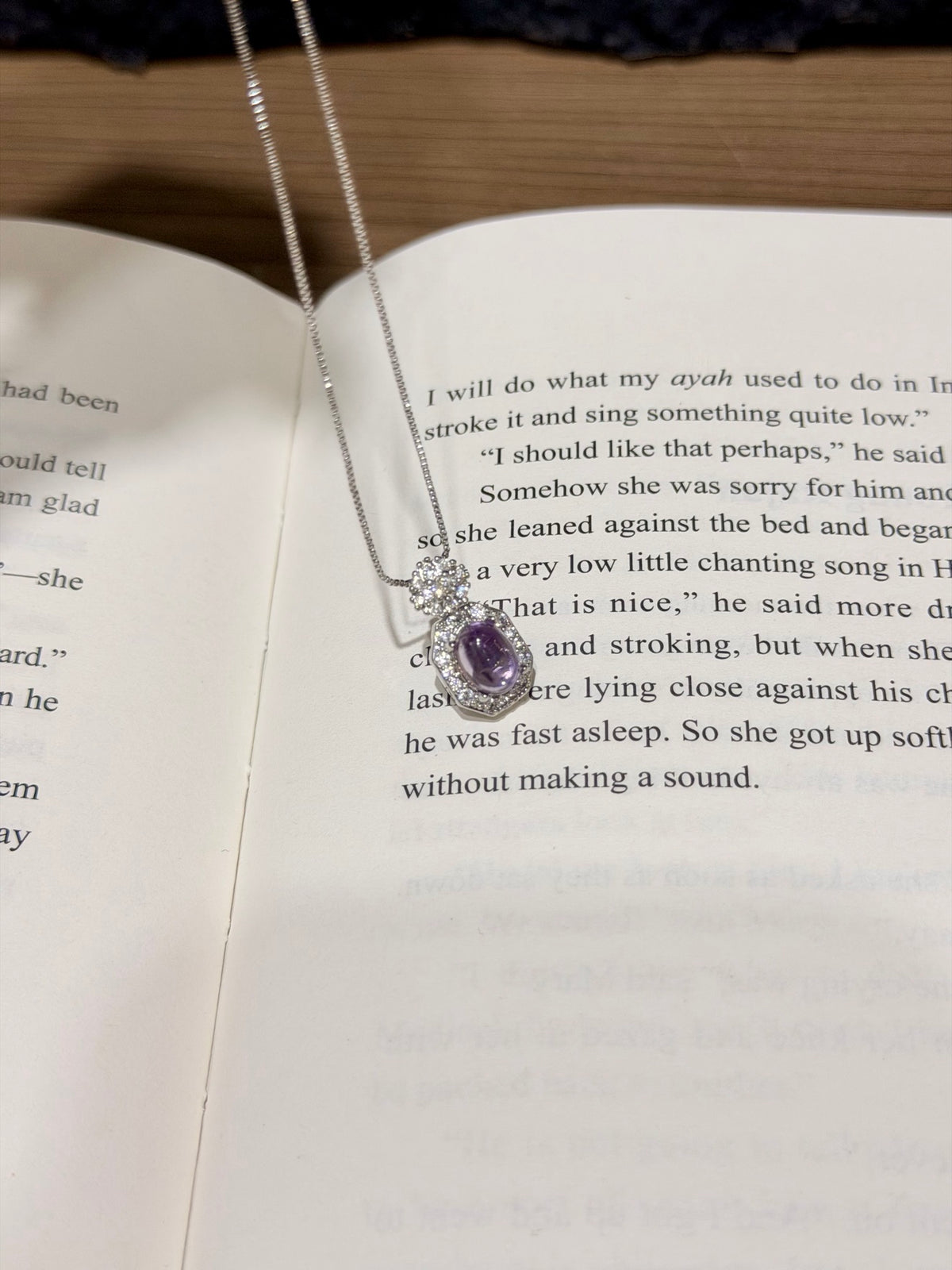 Natural Amethyst Oval Halo Pendant with Chain