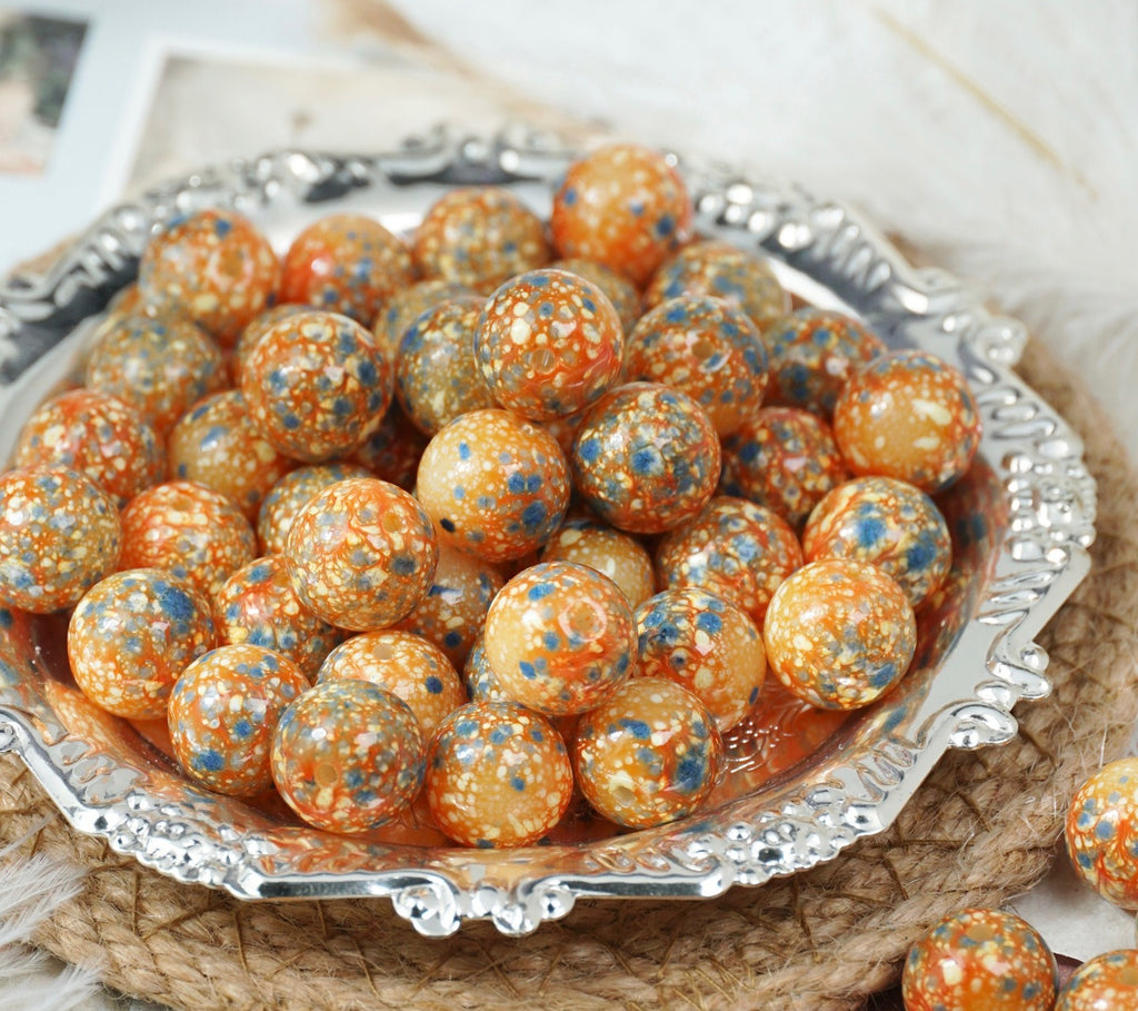 Oil-Painted Glazed Porcelain Round Beads
