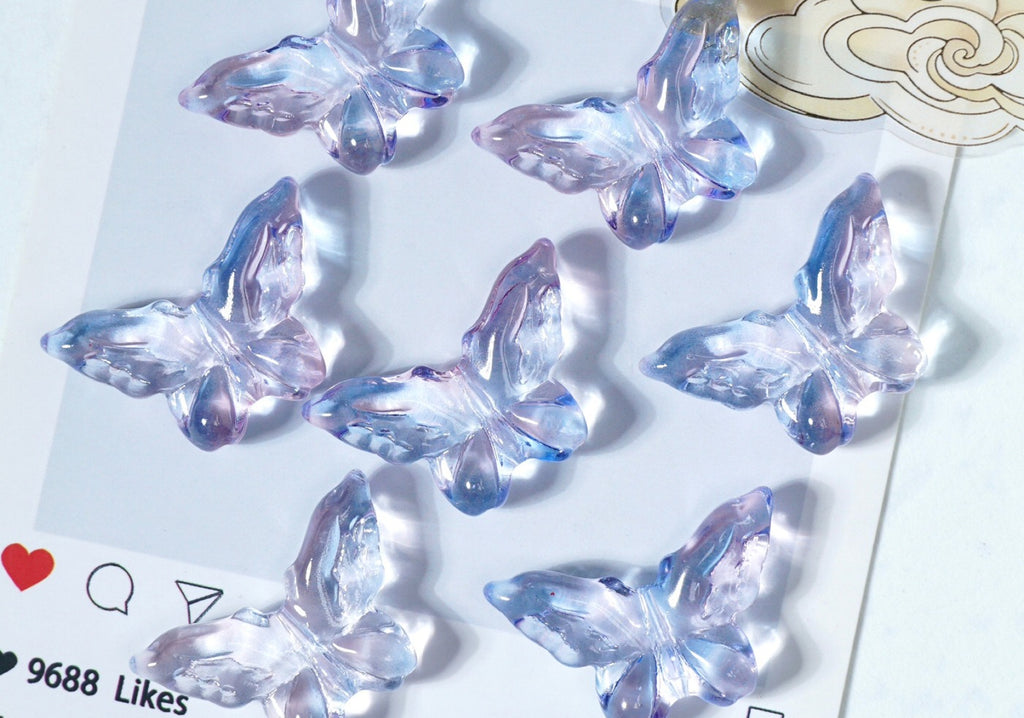 Glazed Engraved 3D Butterfly Beads (Vertical Hole)