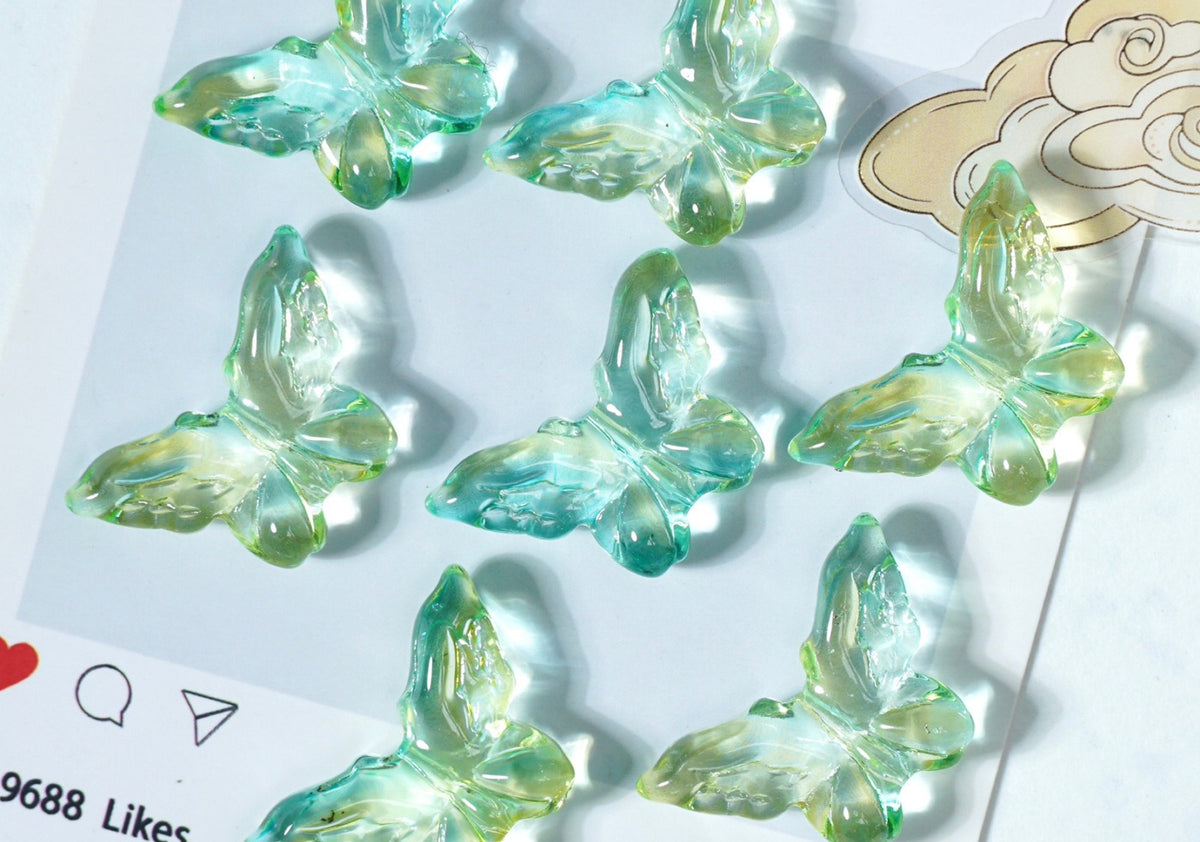 Glazed Engraved 3D Butterfly Beads (Vertical Hole)