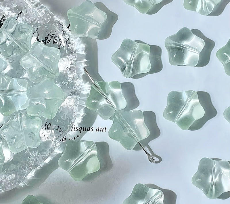 Puffy Star Glass Beads with Horizontal Holes