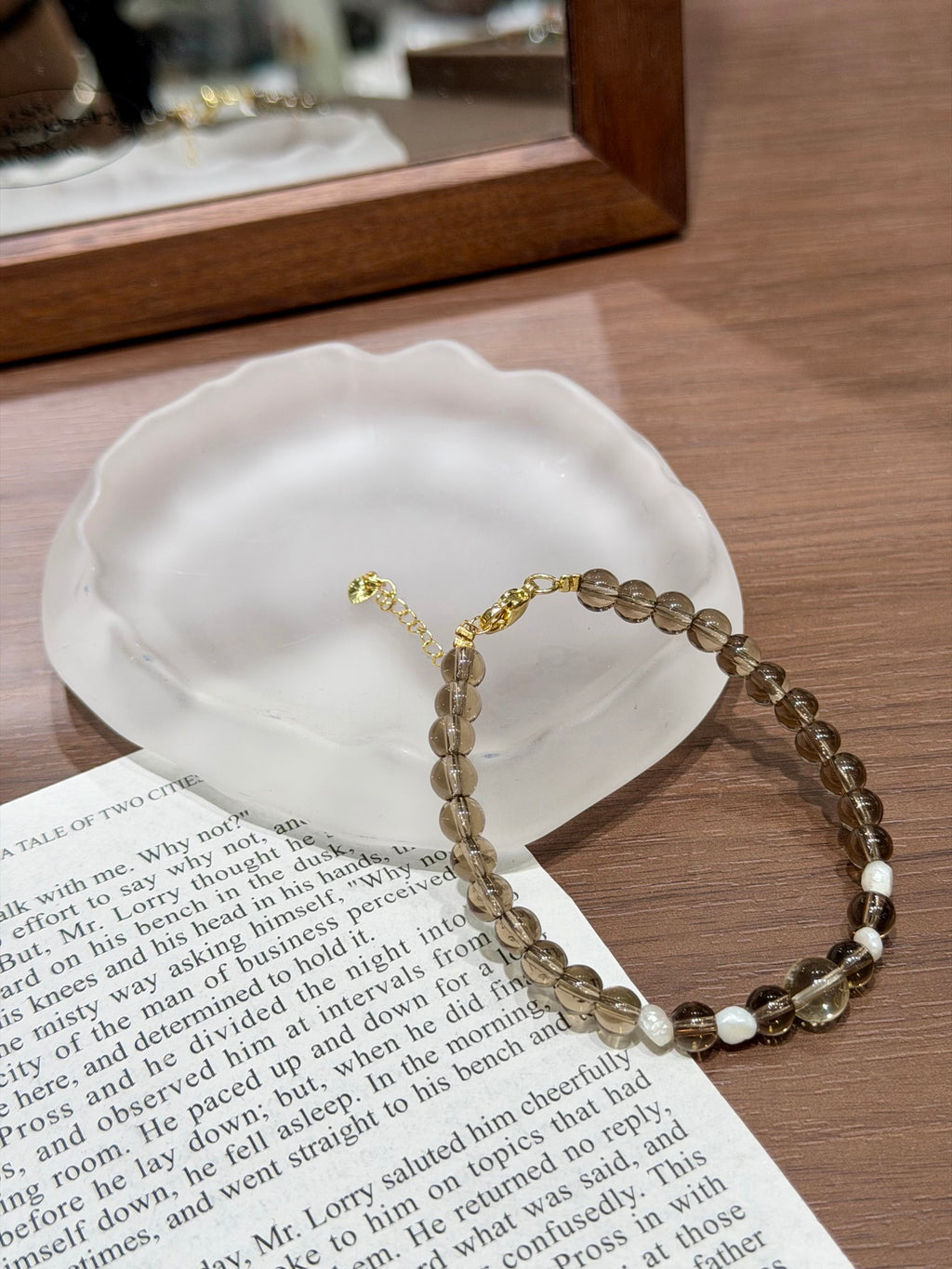 Smoky Quartz, Citrine & Freshwater Pearl Bracelet