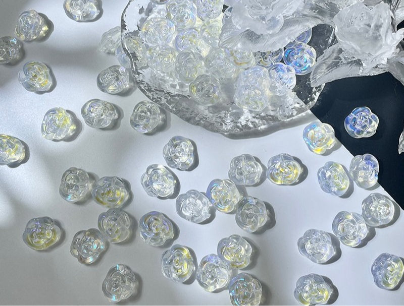 Glass Rose Beads with Horizontal Holes