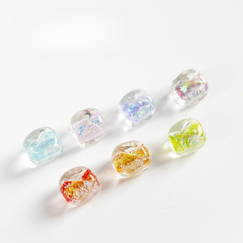 Pink Rock Sugar Square Glazed Beads