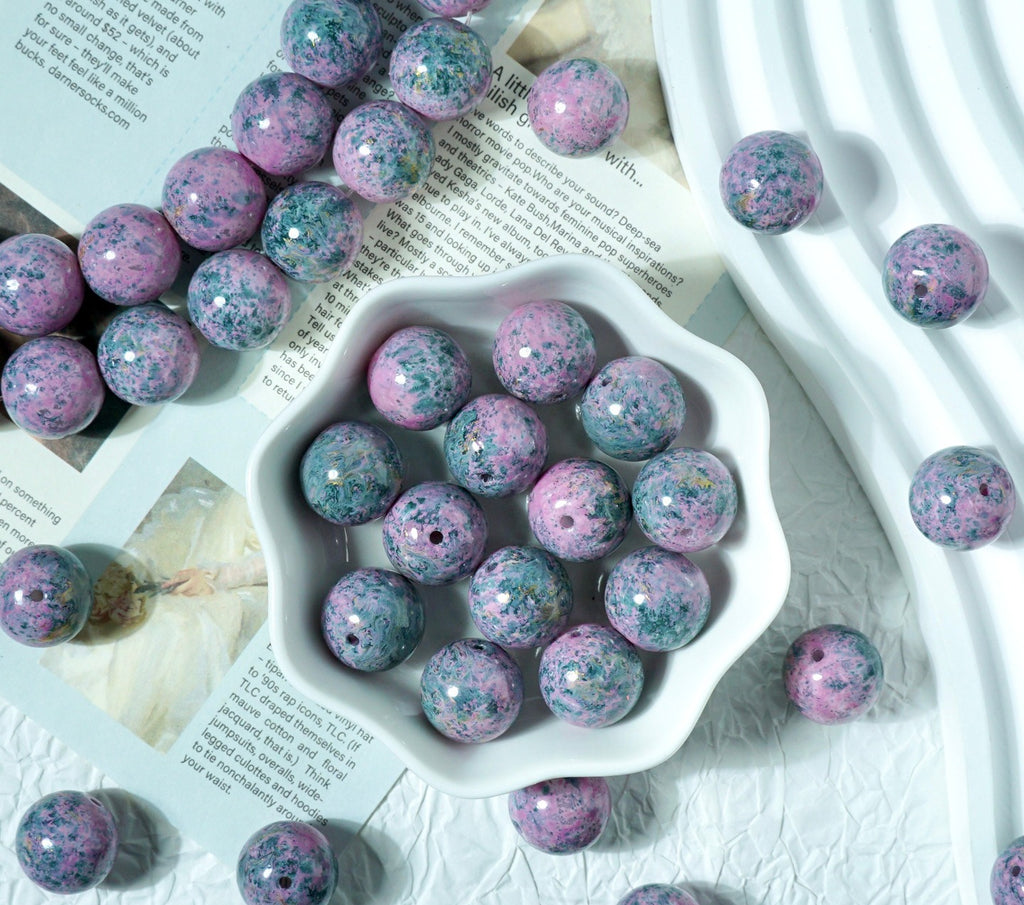 Porcelain-Style Oil Painting Glass Round Beads