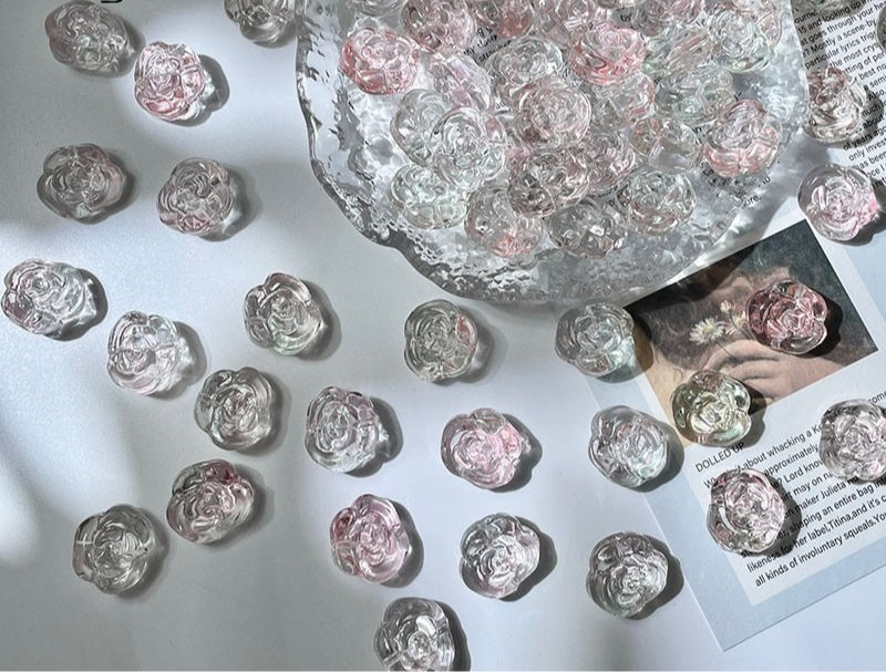 Glass Rose Beads with Horizontal Holes