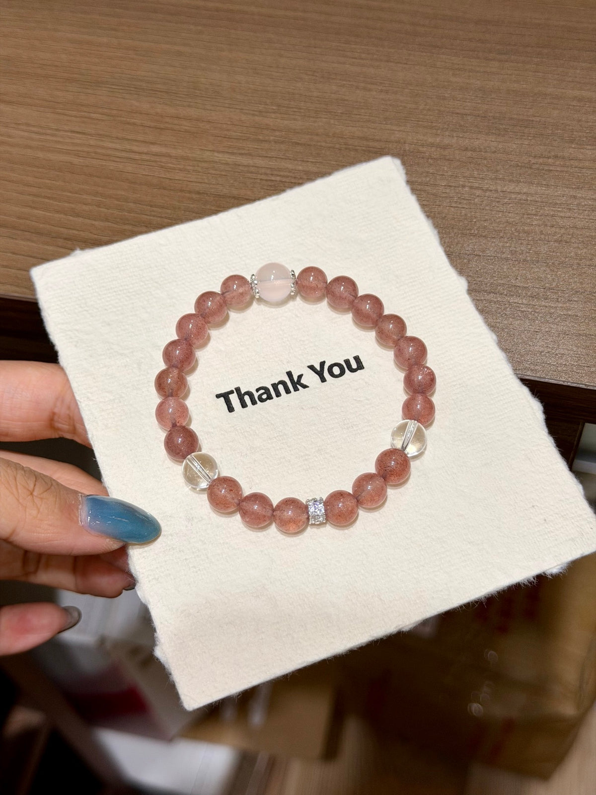 Strawberry Quartz & Pink Quartz Bracelet full strand