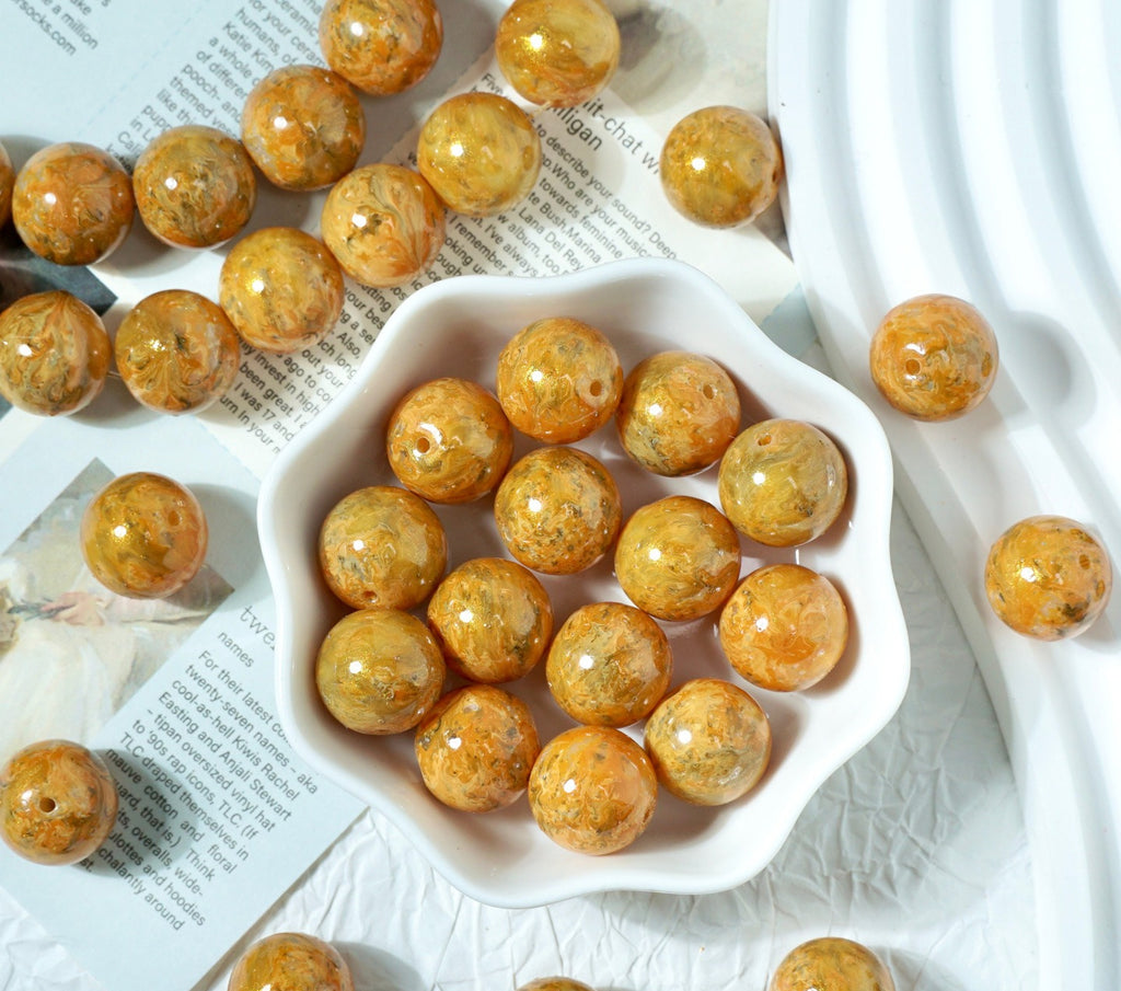 Porcelain-Style Oil Painting Glass Round Beads
