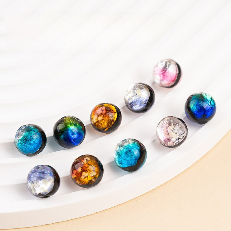 Japanese-Style Silver Foil Gradient Glazed Beads