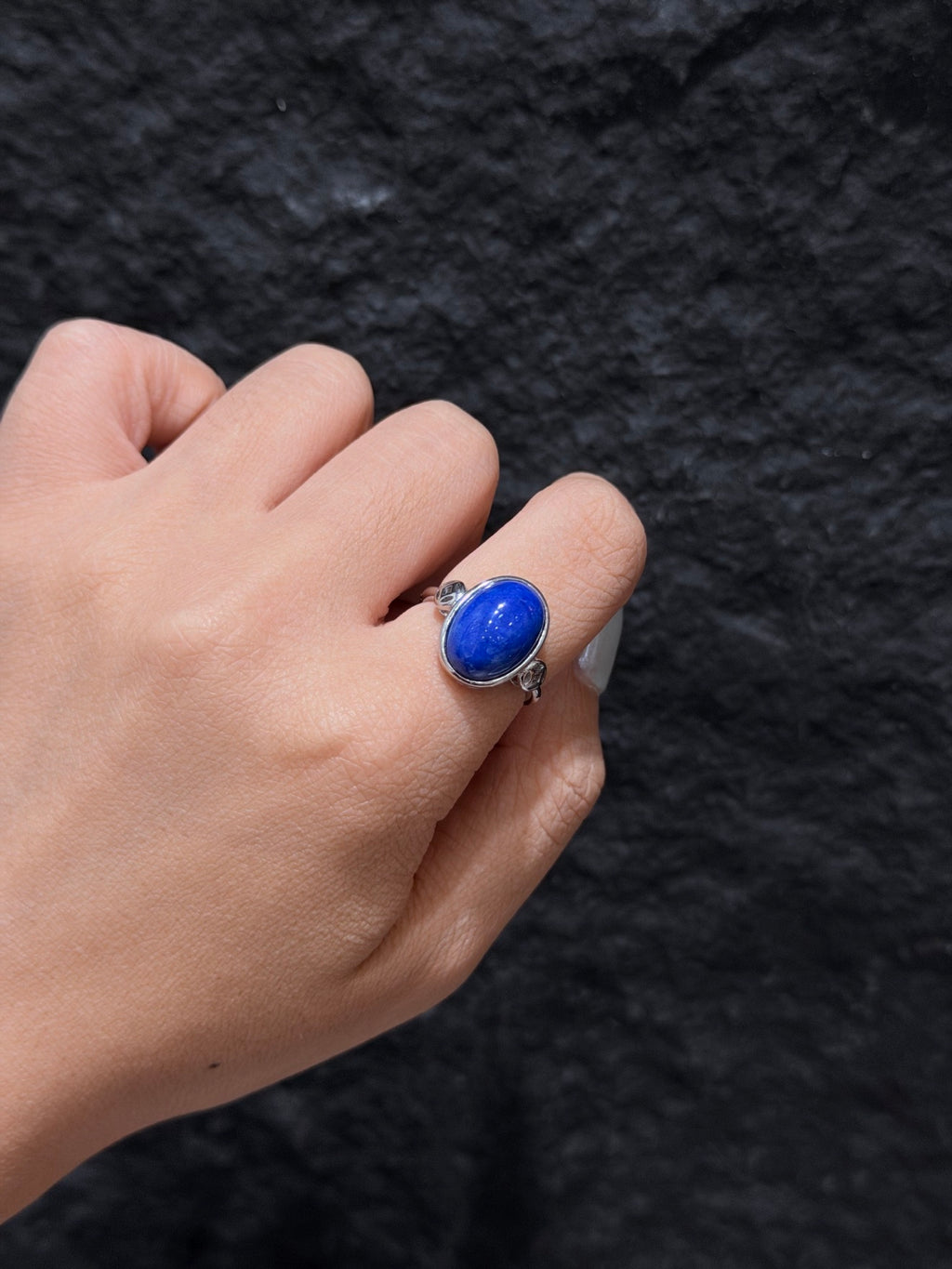 Natural Lapis Lazuli Adjustable Oval Bezel Ring