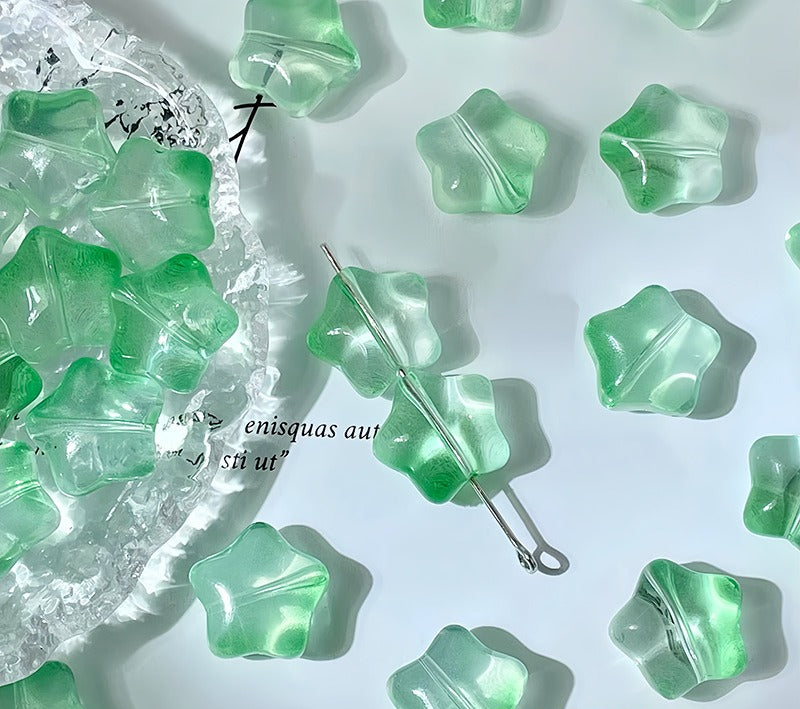 Puffy Star Glass Beads with Horizontal Holes