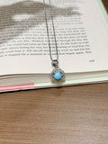 Natural Larimar Round Halo Pendant with Chain
