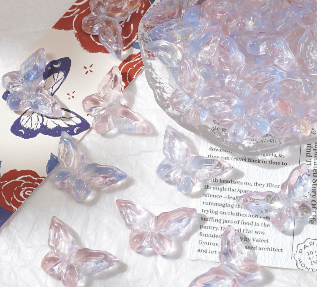 Glazed Engraved 3D Butterfly Beads (Vertical Hole)
