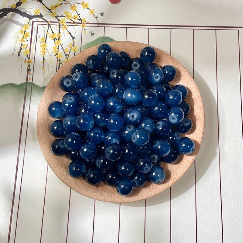 Jade-Style Glass Round Beads