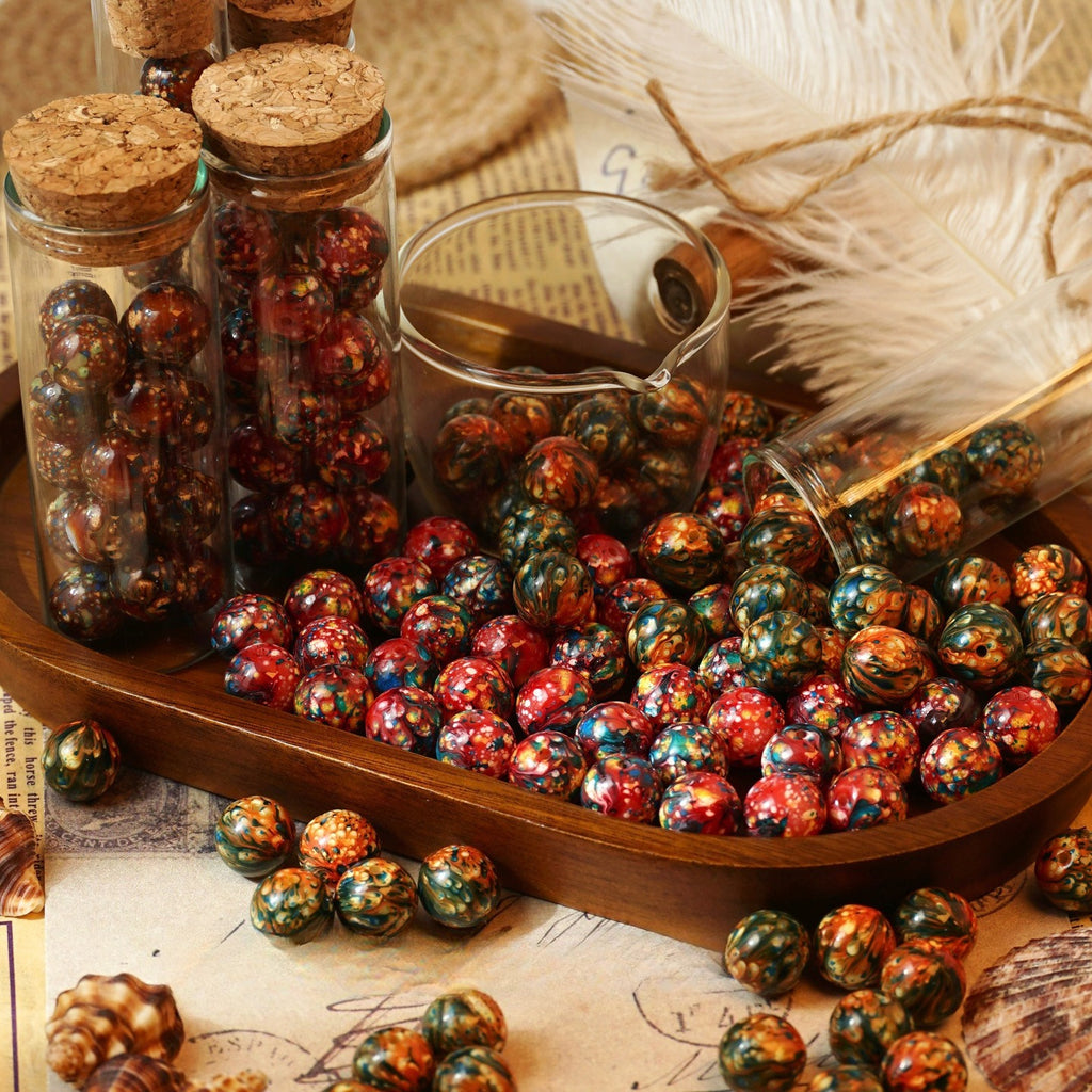 Oil-Painted Glazed Porcelain Round Beads