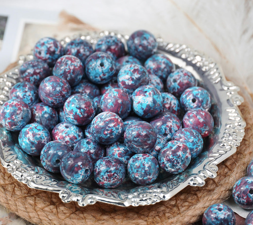 Oil-Painted Glazed Porcelain Round Beads