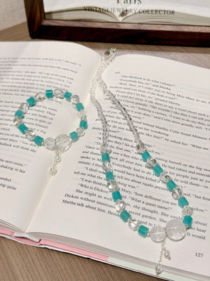 Amazonite & Azeztulite Necklace Bracelet Set