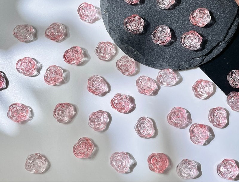 Glass Rose Beads with Horizontal Holes