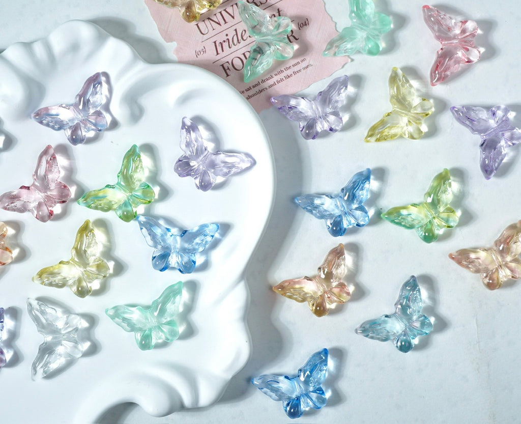 Glazed Engraved 3D Butterfly Beads (Vertical Hole)