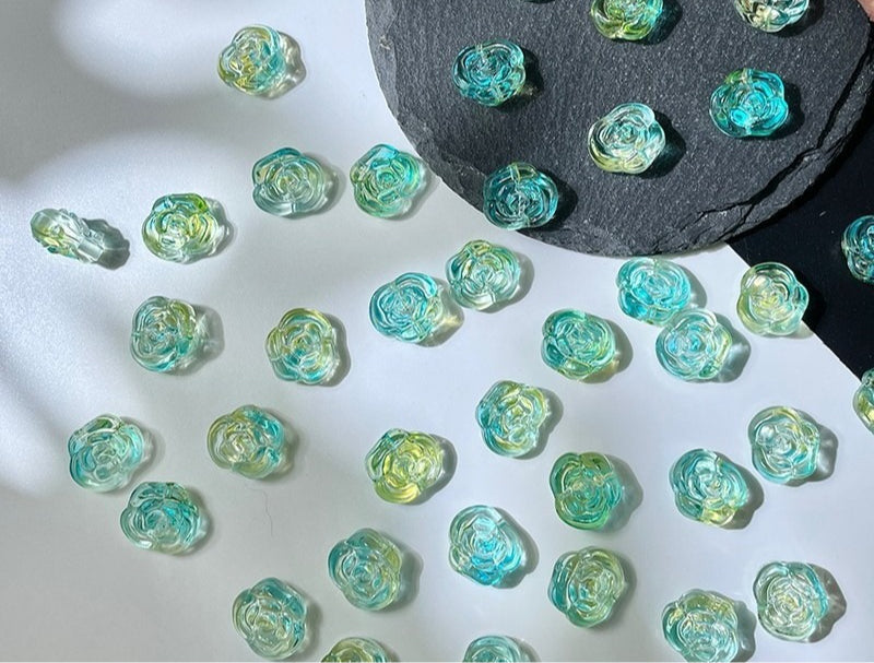 Glass Rose Beads with Horizontal Holes