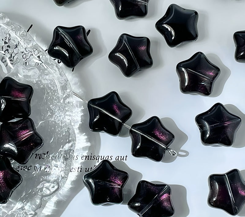 Puffy Star Glass Beads with Horizontal Holes
