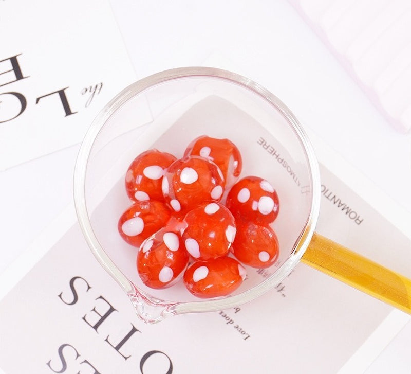 Handmade Polka-Dot Flat Round Glass Beads