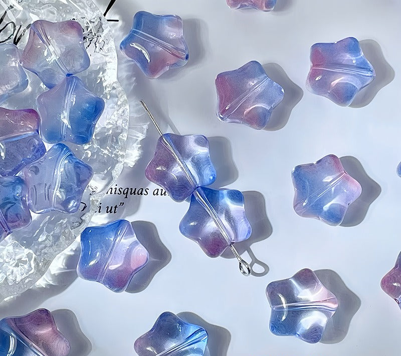 Puffy Star Glass Beads with Horizontal Holes