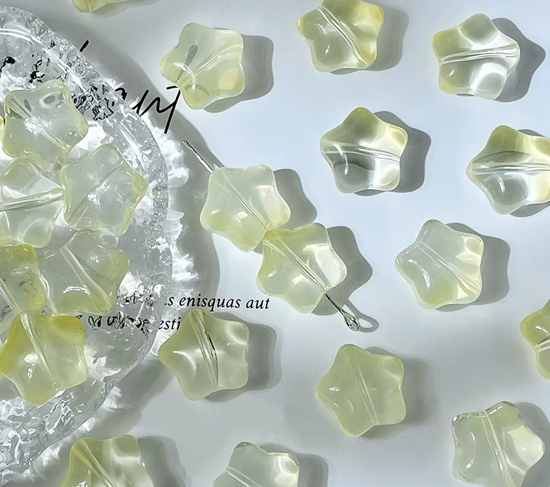Puffy Star Glass Beads with Horizontal Holes