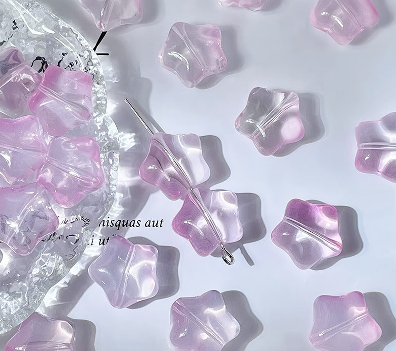 Puffy Star Glass Beads with Horizontal Holes