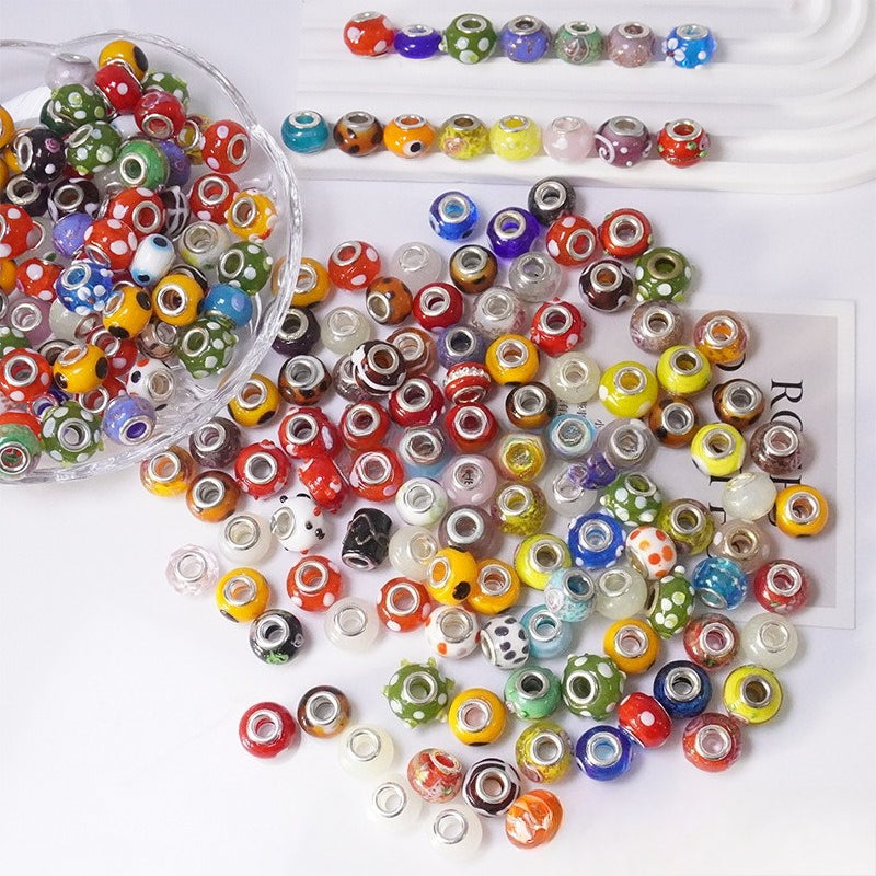 Colorful Large-Hole Glazed Abacus Beads