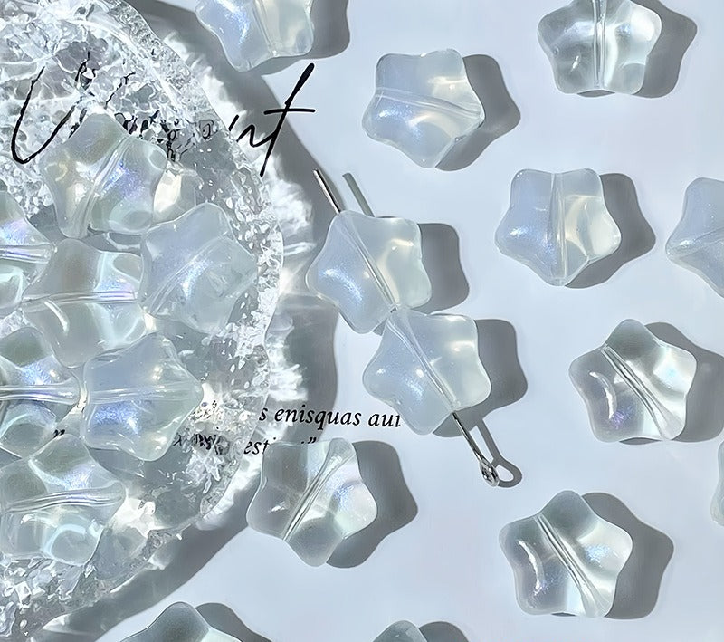 Puffy Star Glass Beads with Horizontal Holes