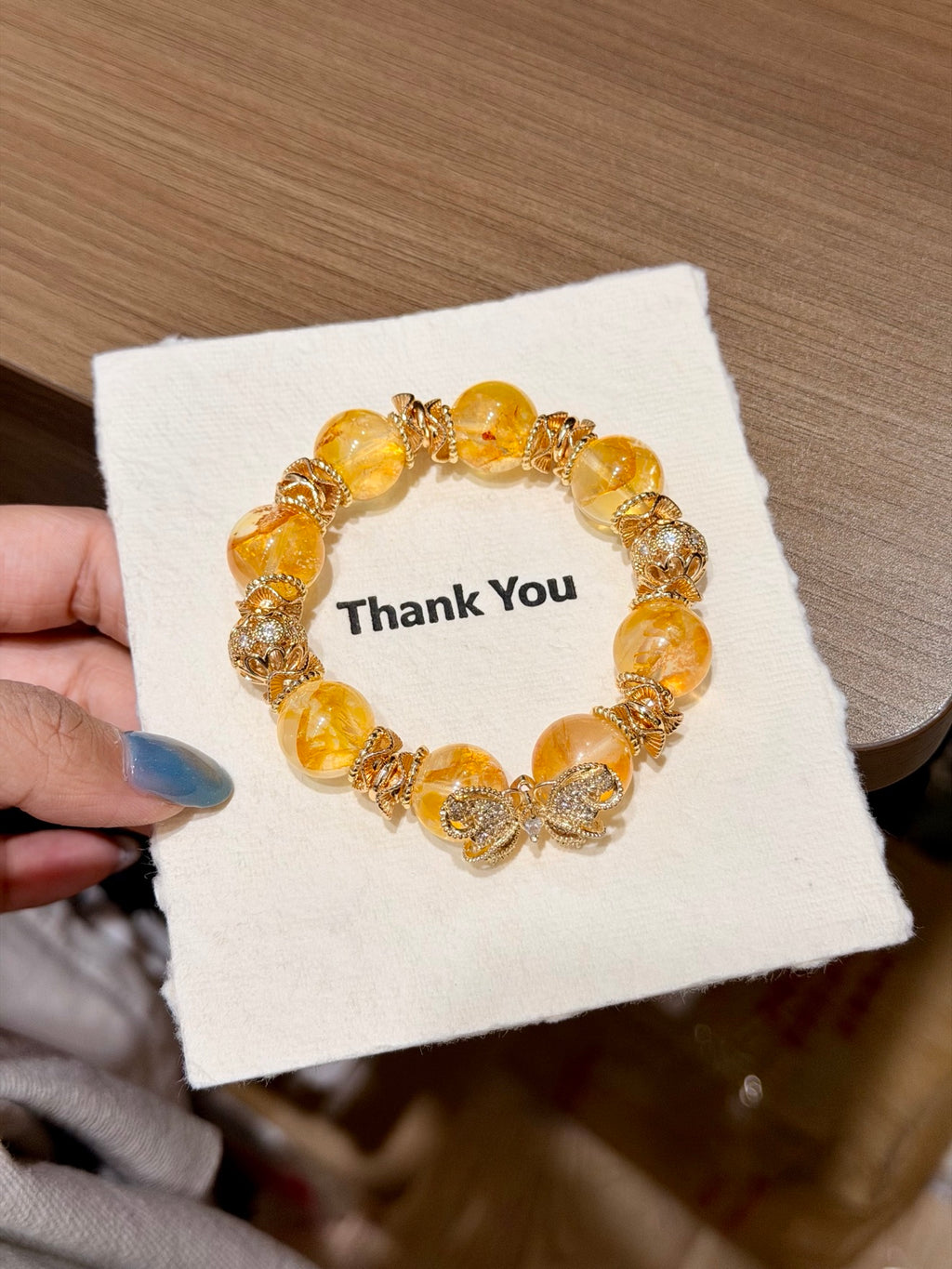 Yellow Phantom Quartz Butterfly Bracelet full strand
