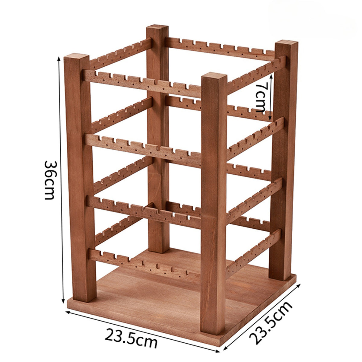 Vintage Walnut-Color Wooden Jewelry Display Rack – Four-Sided Multi-Tier Jewelry Organizer for Earrings, Bracelets & Retail Displays